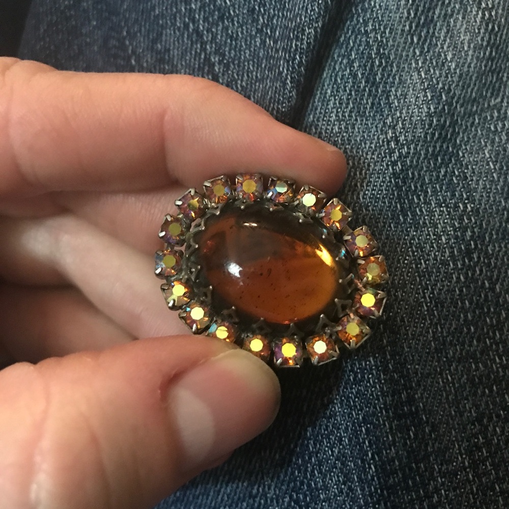 Vntg Rhinestone Brooch Pin Unmarked